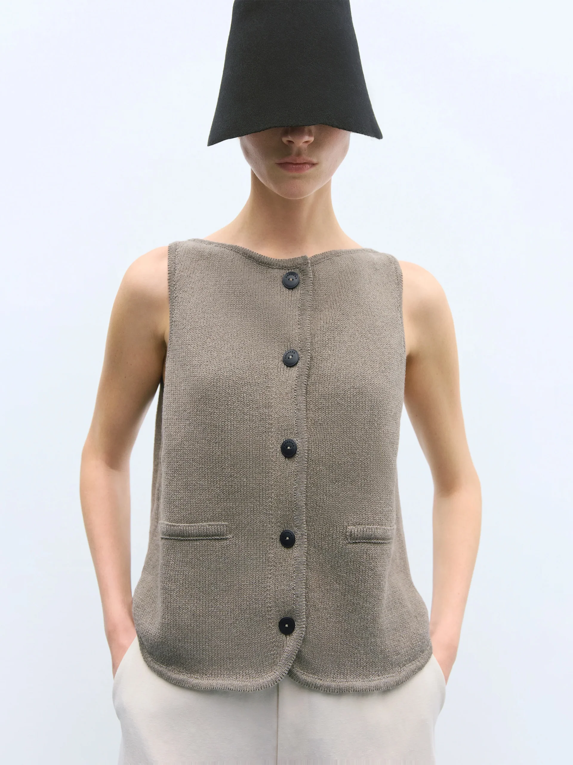 CORDERA Boatneck Waistcoat Taupe - Image 3