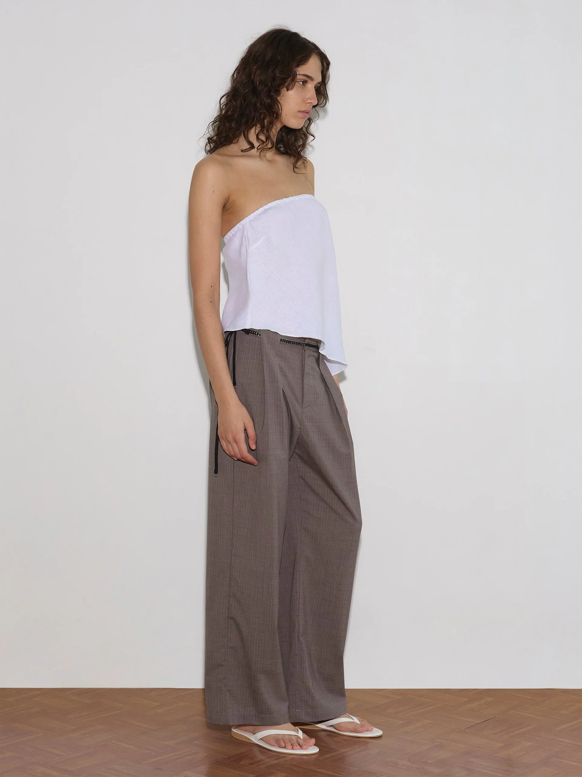 Deiji Studios Belt Loop Pant Grey Pink Stripe - Image 3