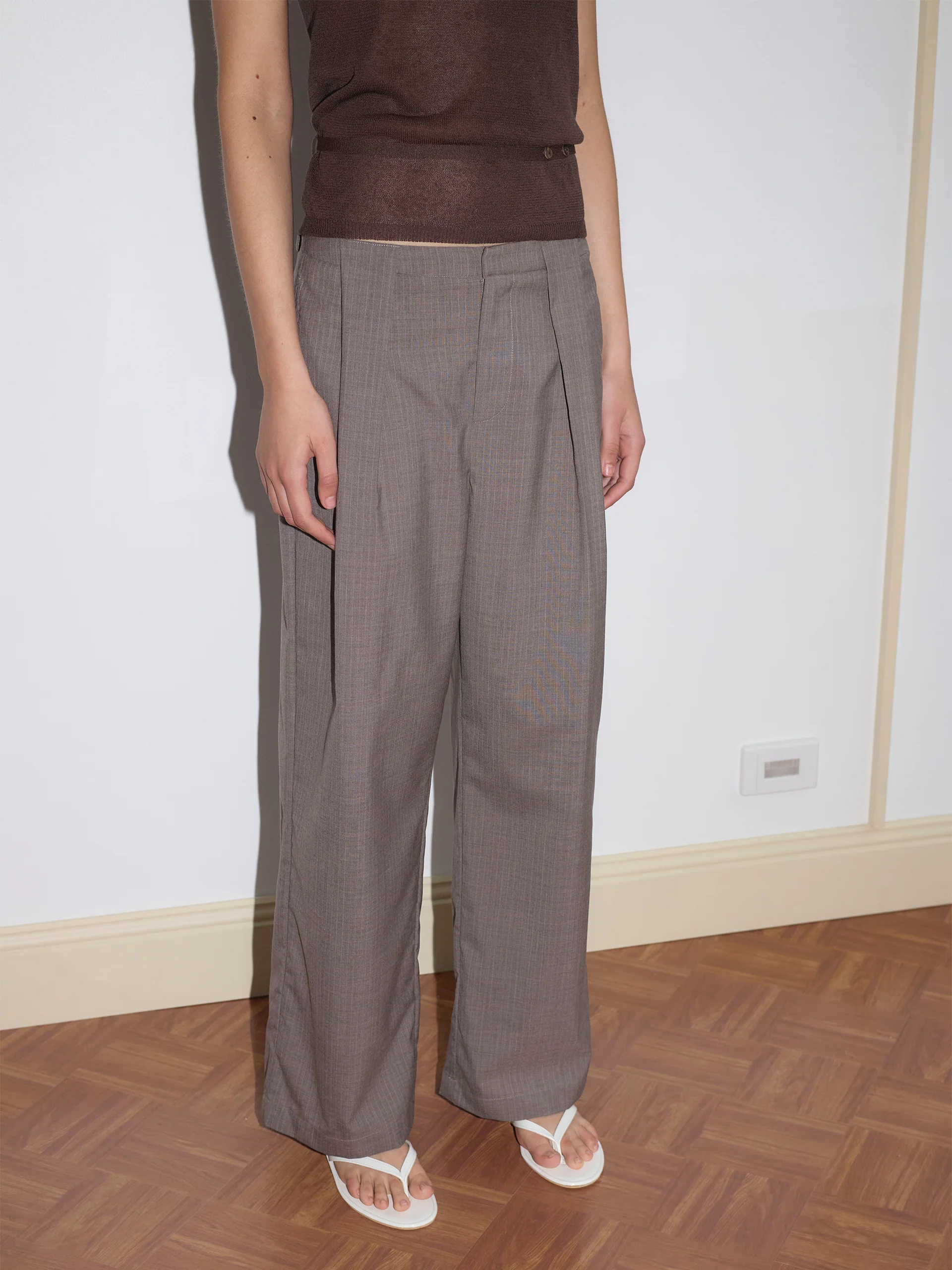 Deiji Studios Belt Loop Pant Grey Pink Stripe - Image 8