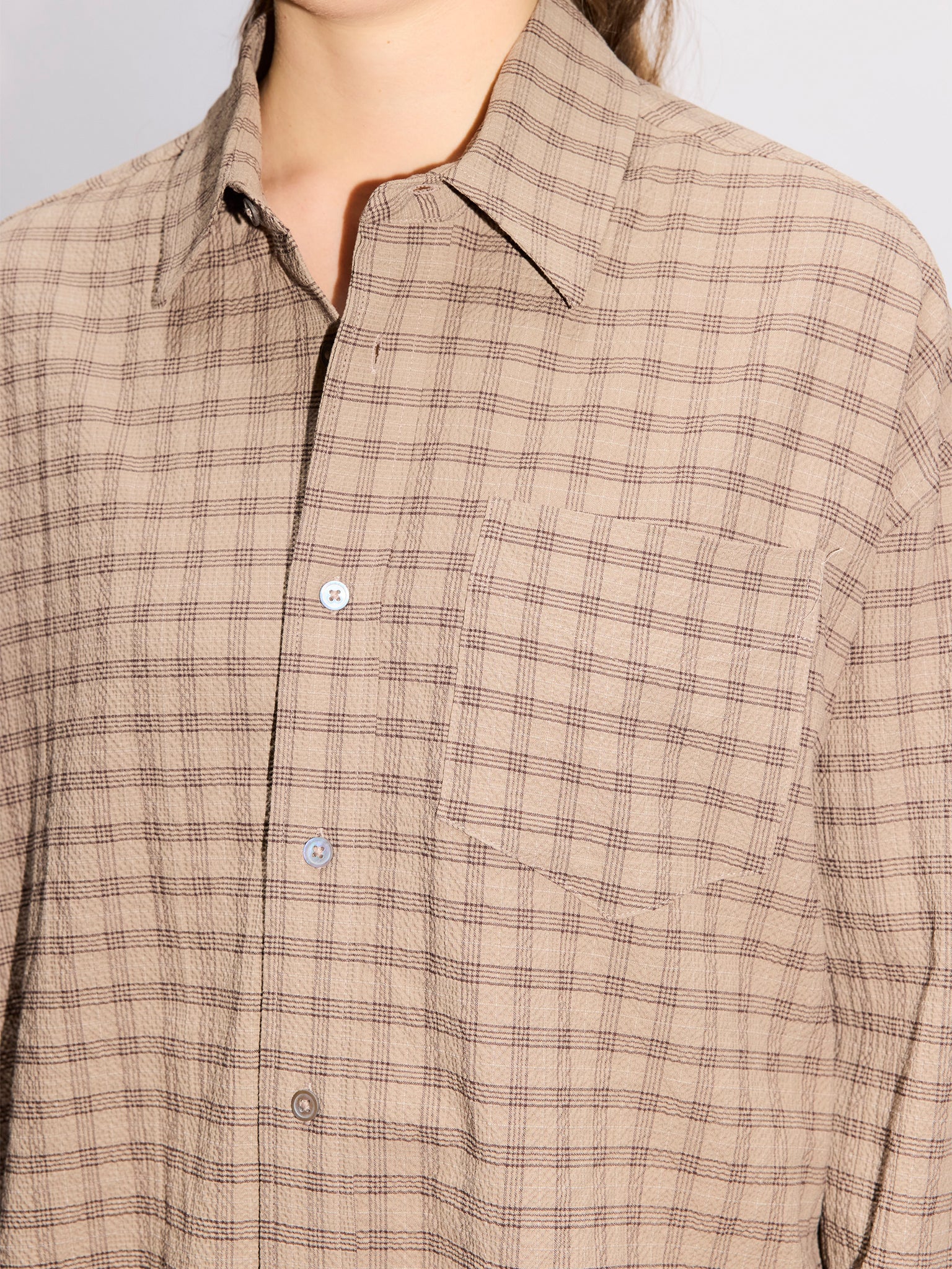 HOPE Room Shirt Beige Check - Image 4