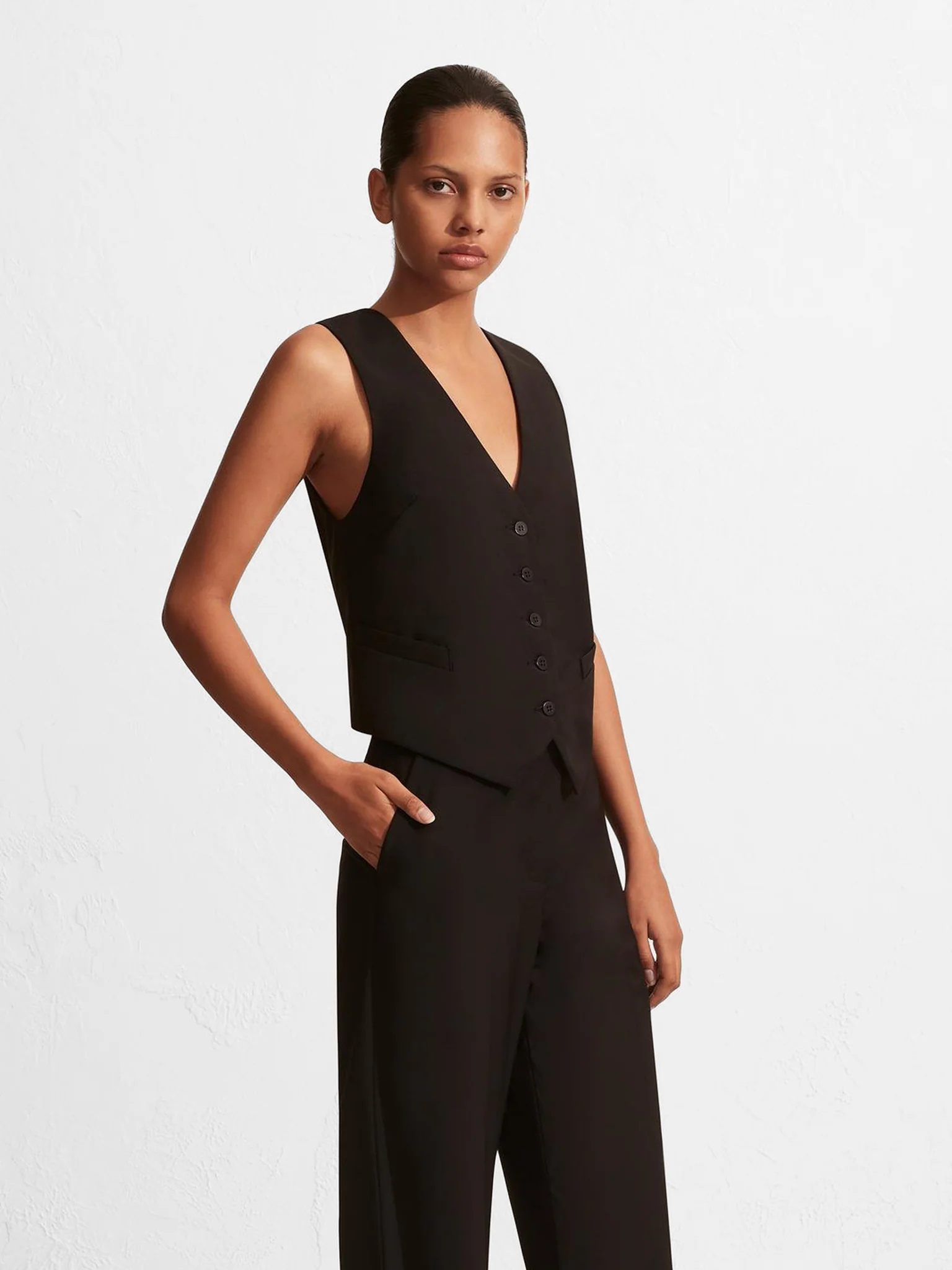 Matteau Tailored Waistcoat Black - Image 4