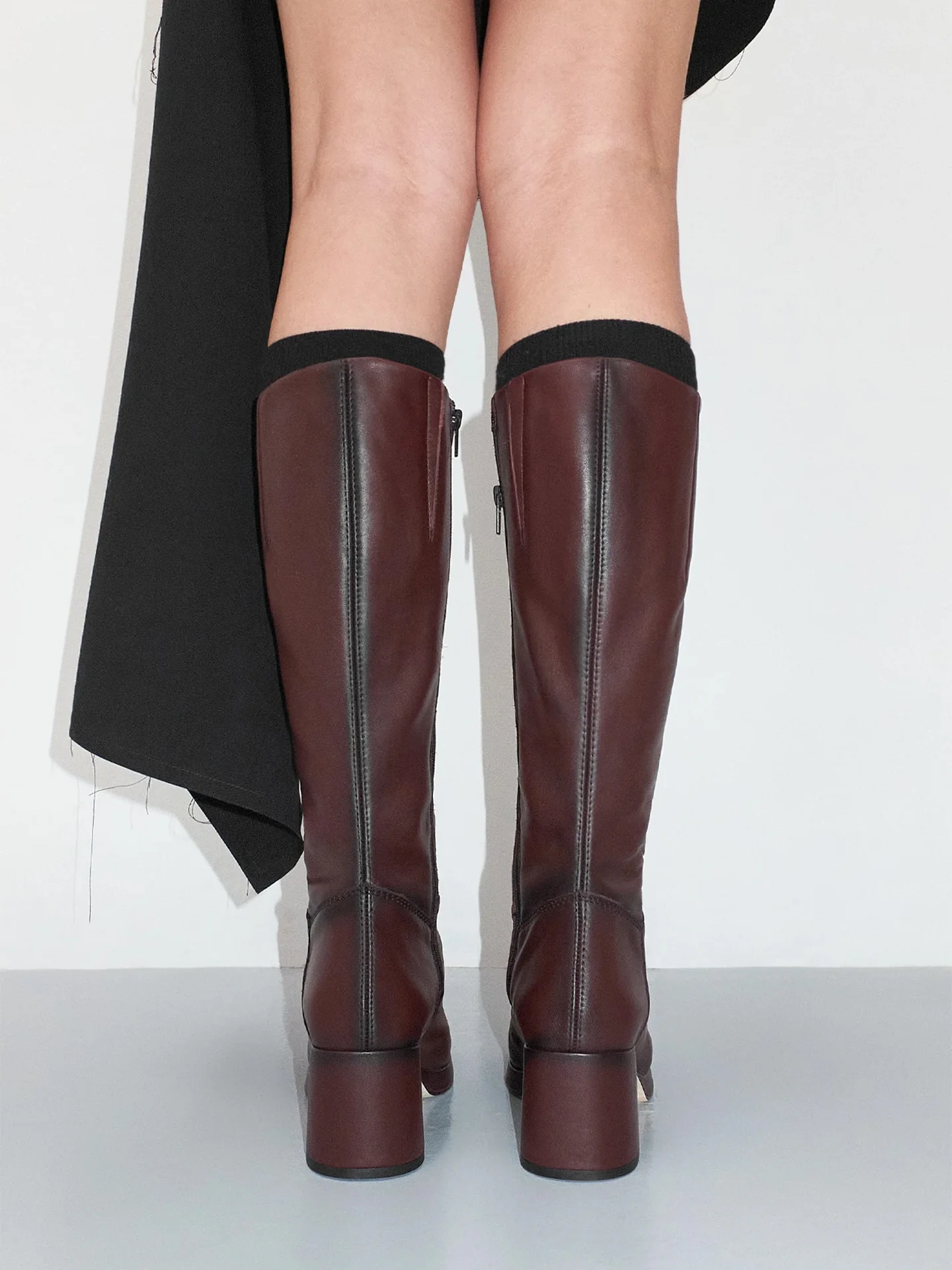MIISTA Maple Brushed Burgundy Black Boots - Image 8