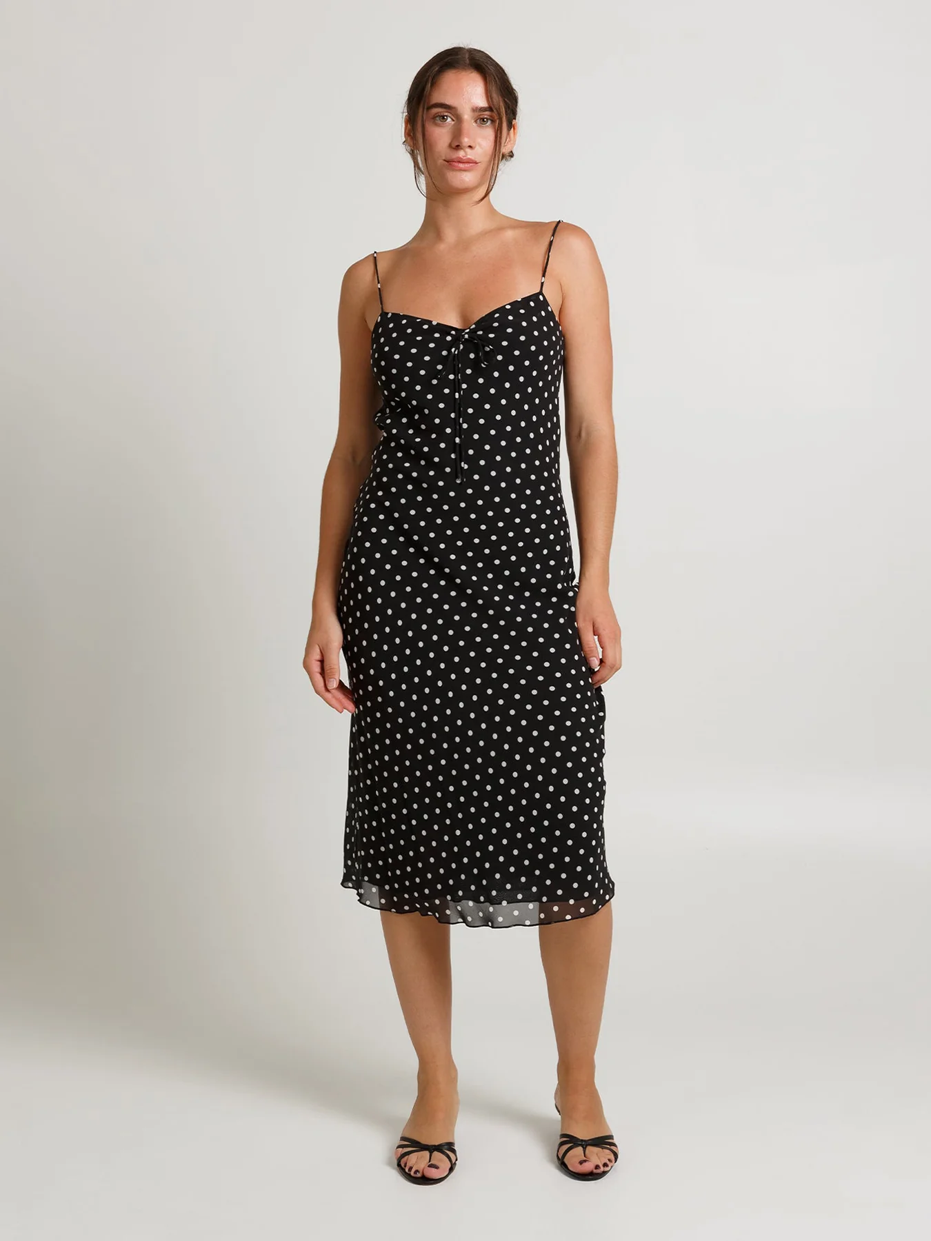 Olga Joan Cinched Bust Slip dress Pois Nera - Image 5