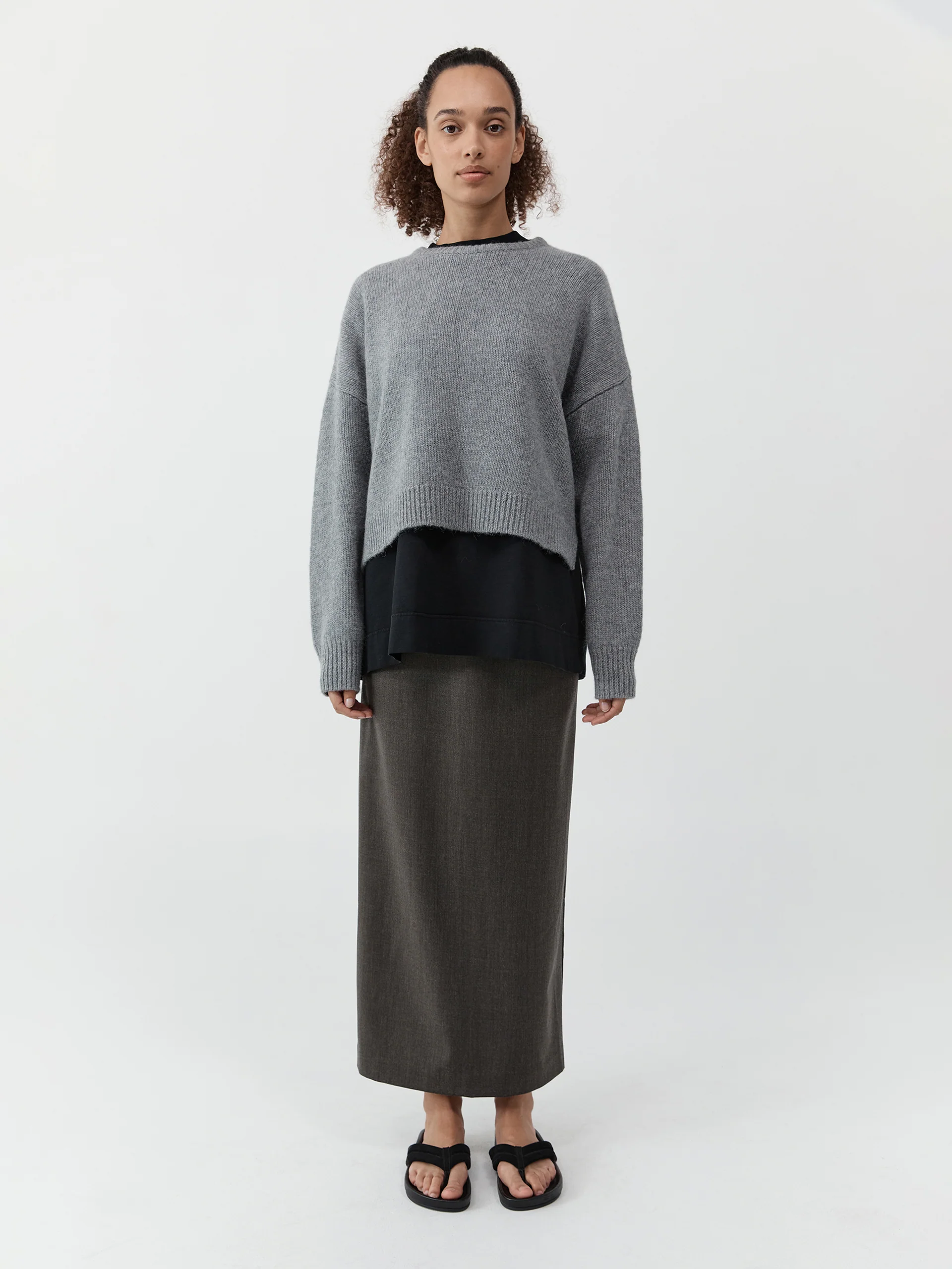 St. Agni Cropped Sweater Concrete - Image 2