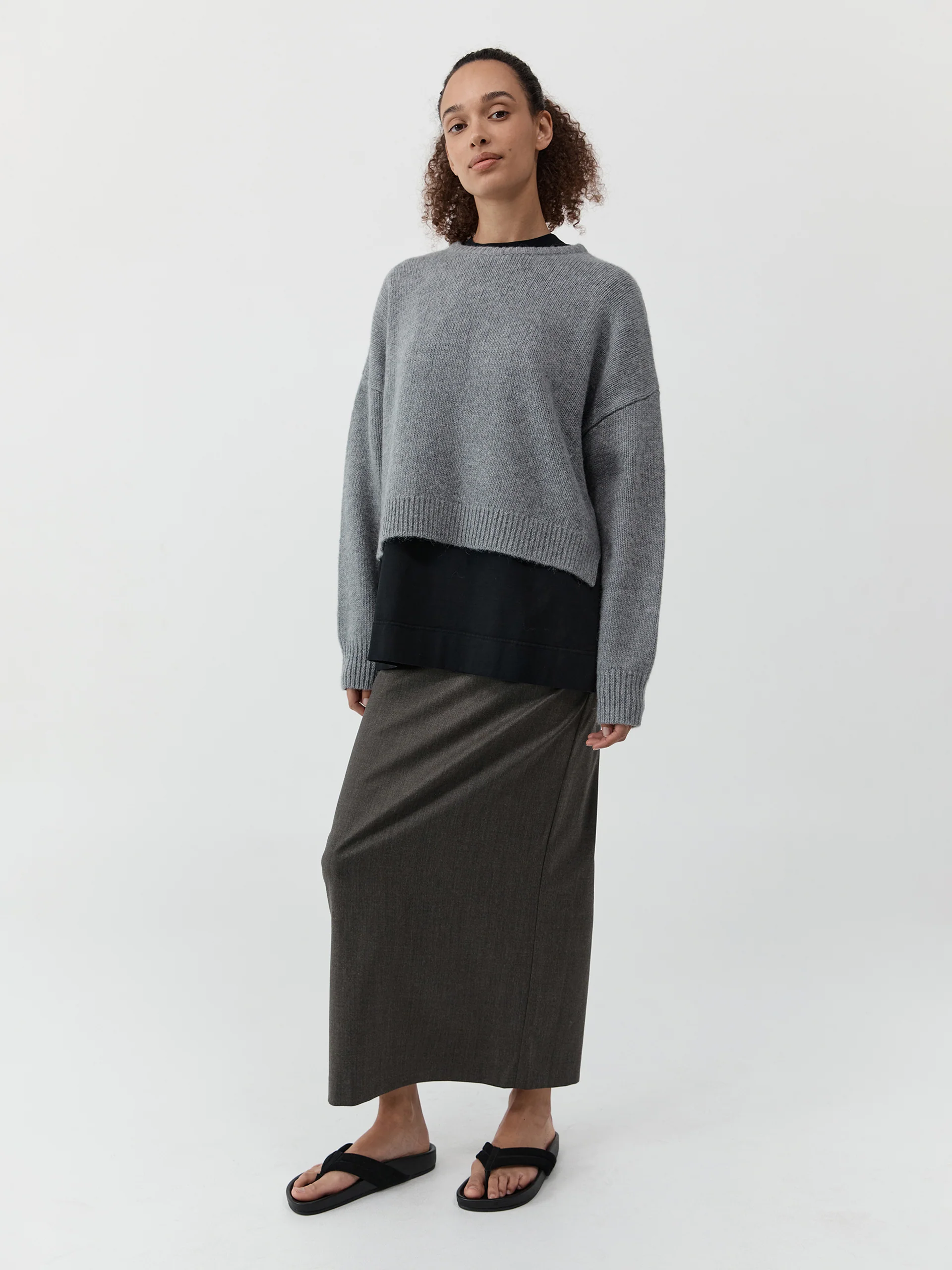St. Agni Cropped Sweater Concrete - Image 3