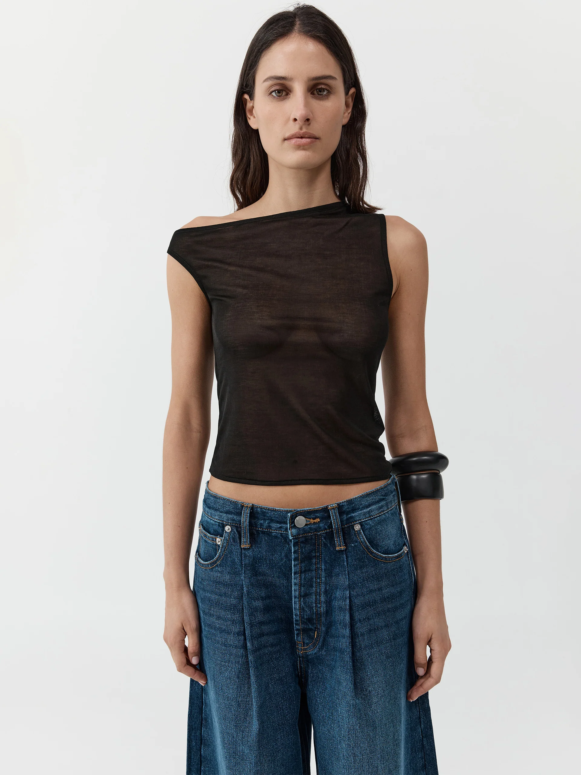 St. Agni Mid Rise Pleat Barrel Jeans Dark Indigo - Image 6