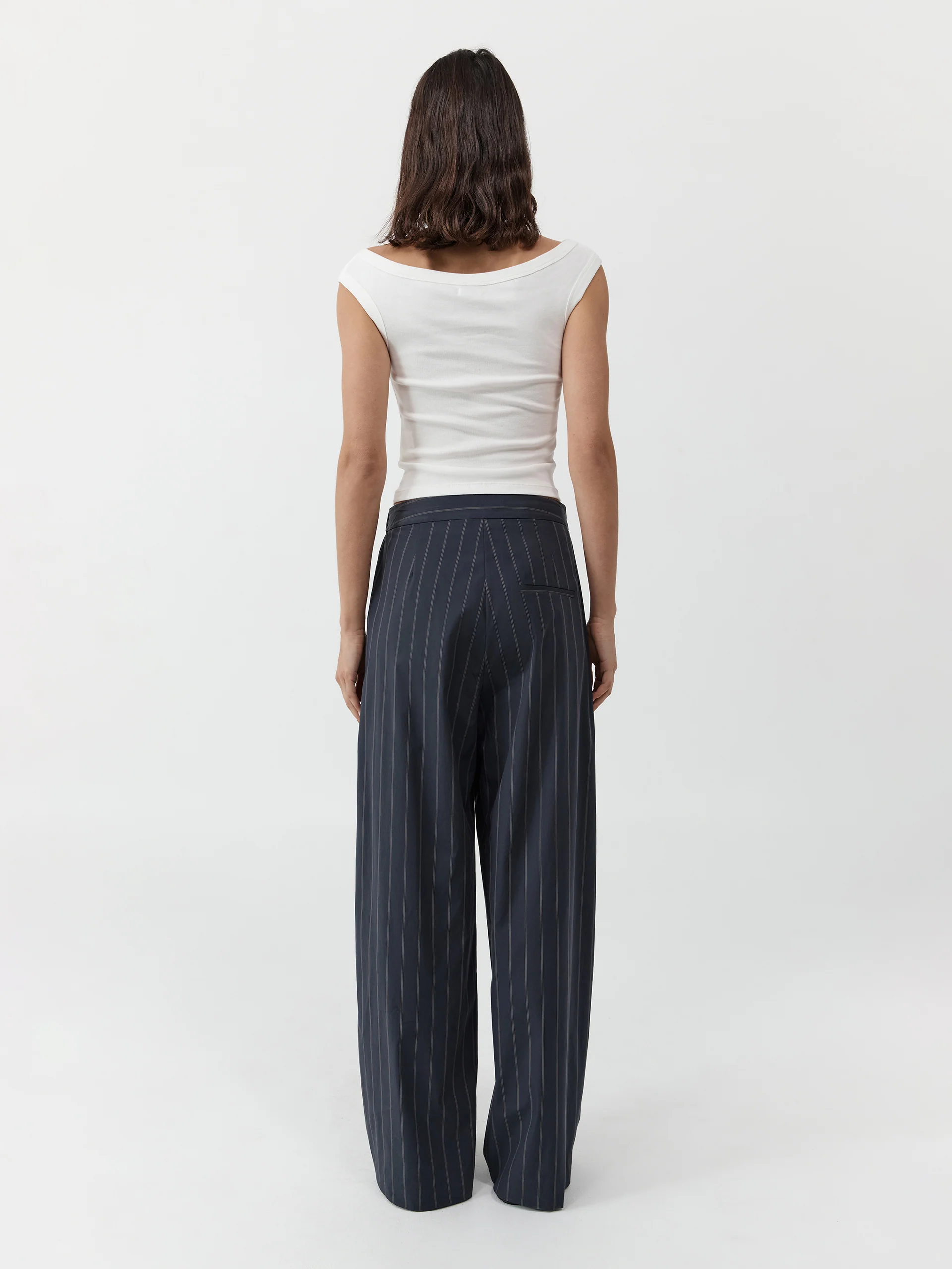 St. Agni Stripe Relaxed Pleat Pants Ink Stripe - Image 5