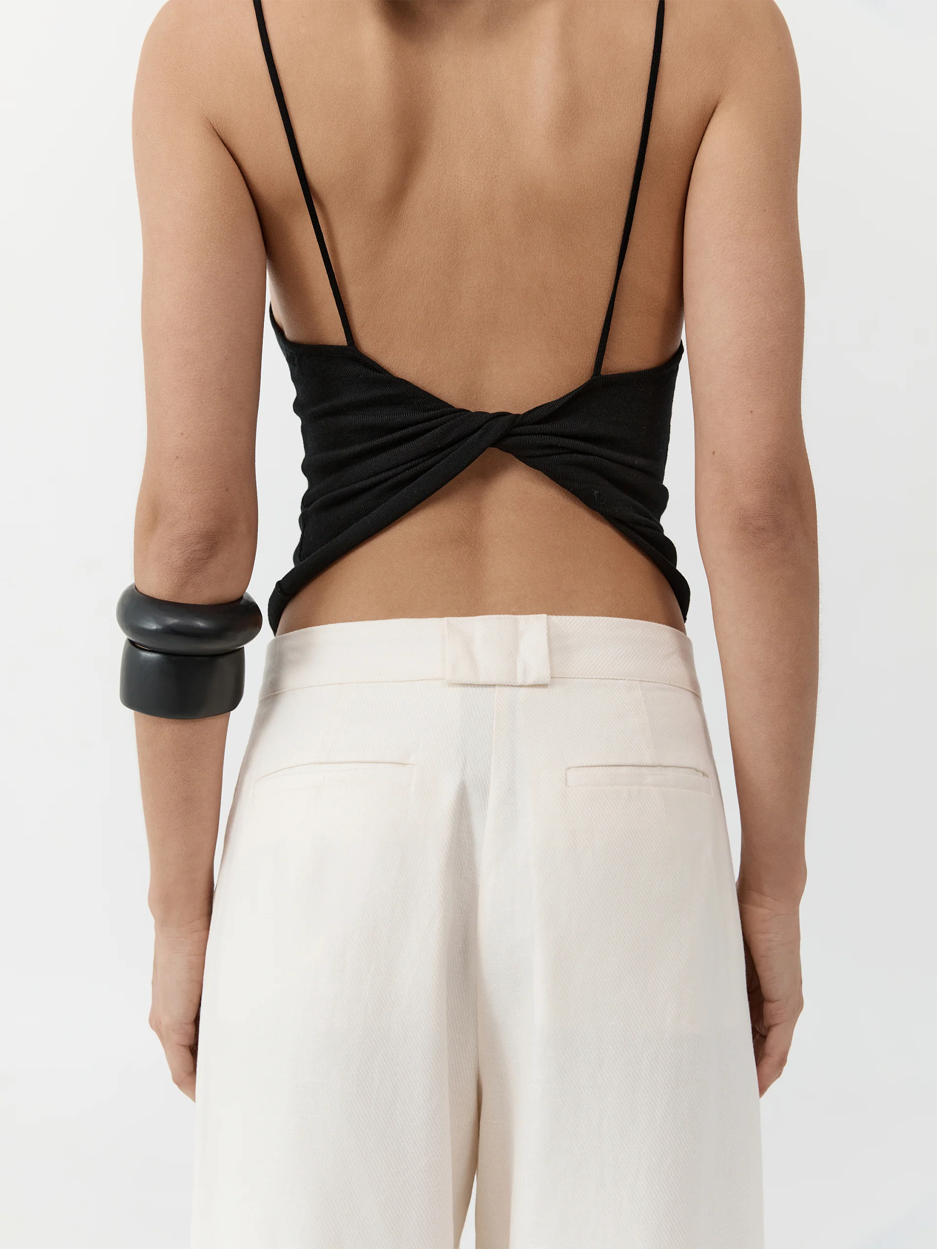 St. Agni Twist Back Knit Top Black - Image 5