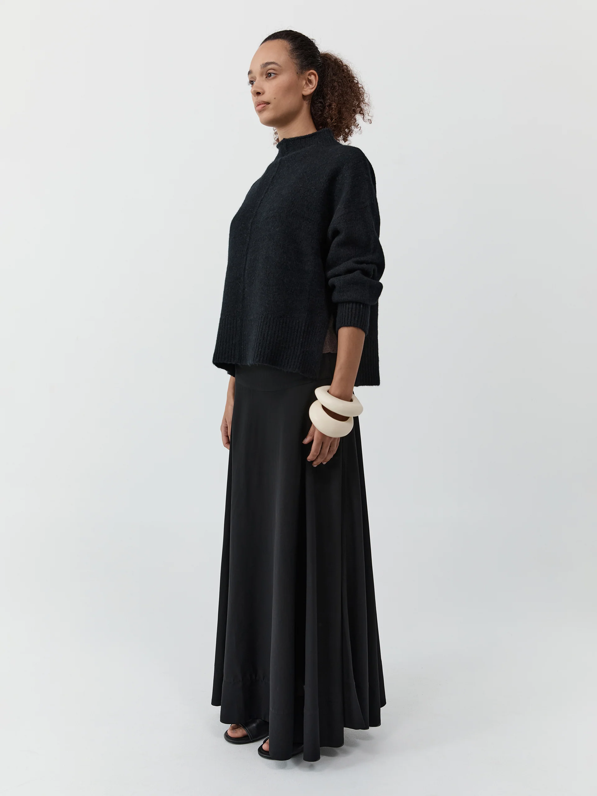 St. Agni Wool Blend Mock Neck Sweater Black - Image 3