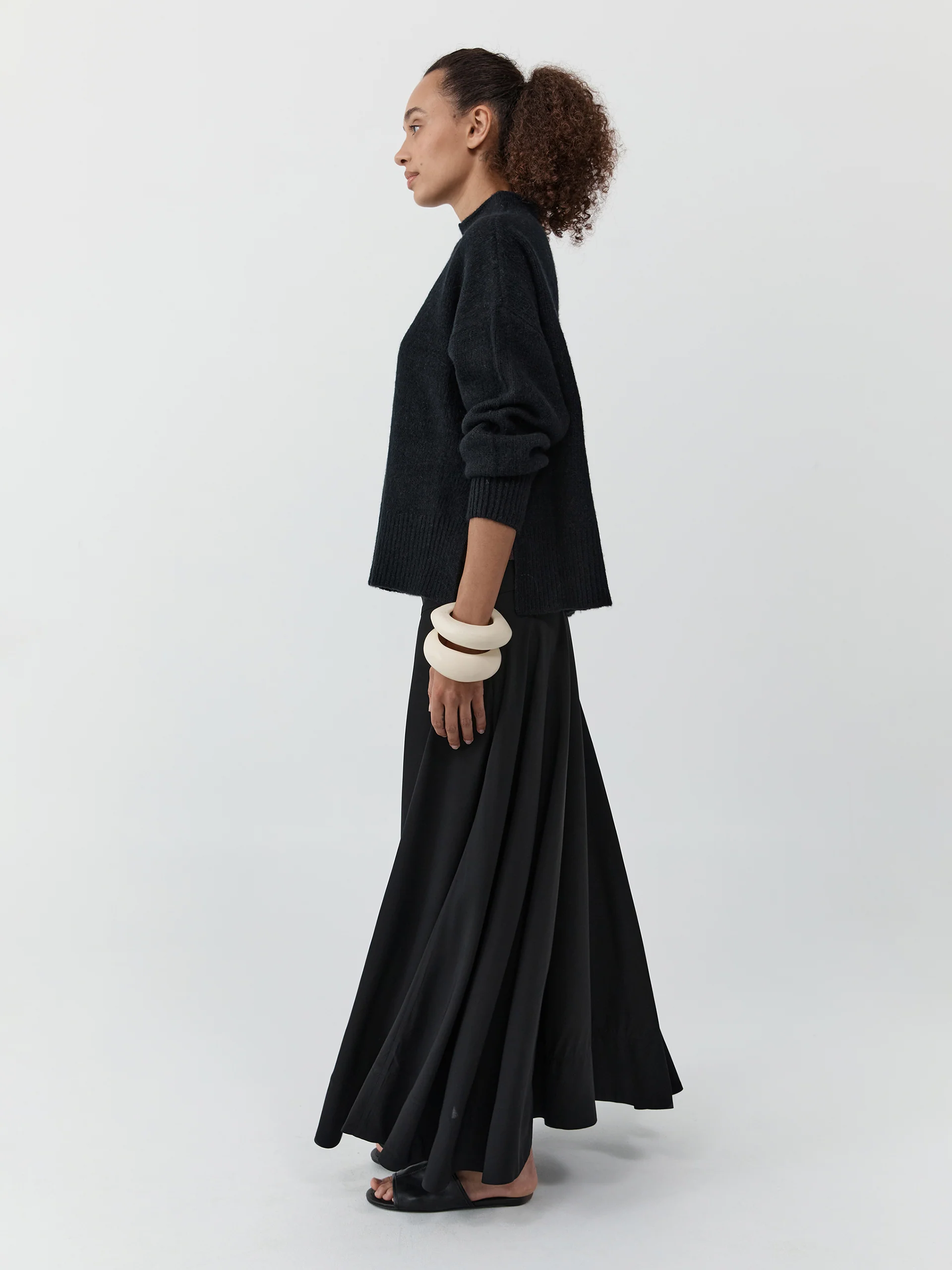 St. Agni Wool Blend Mock Neck Sweater Black - Image 4