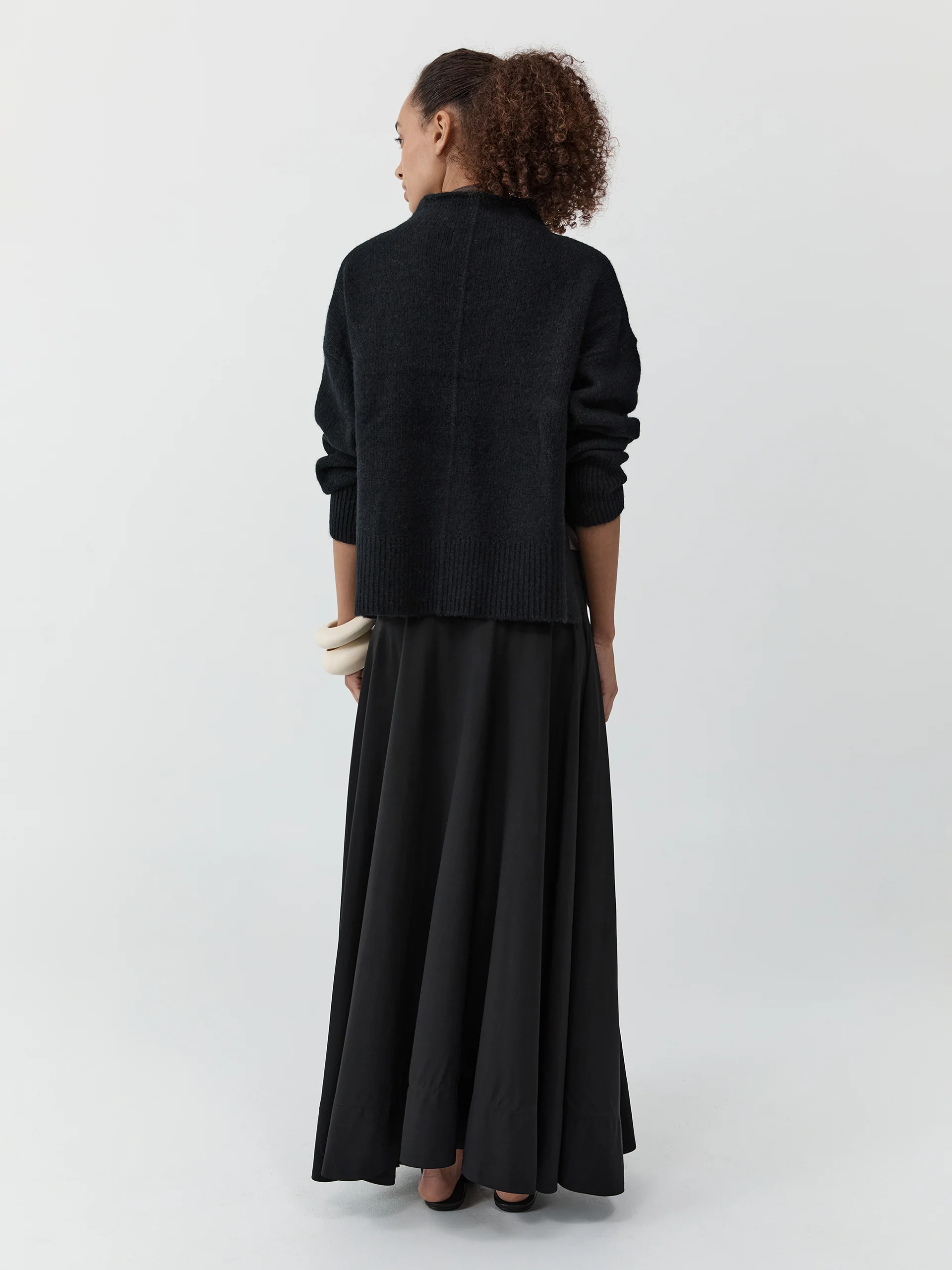St. Agni Wool Blend Mock Neck Sweater Black - Image 5
