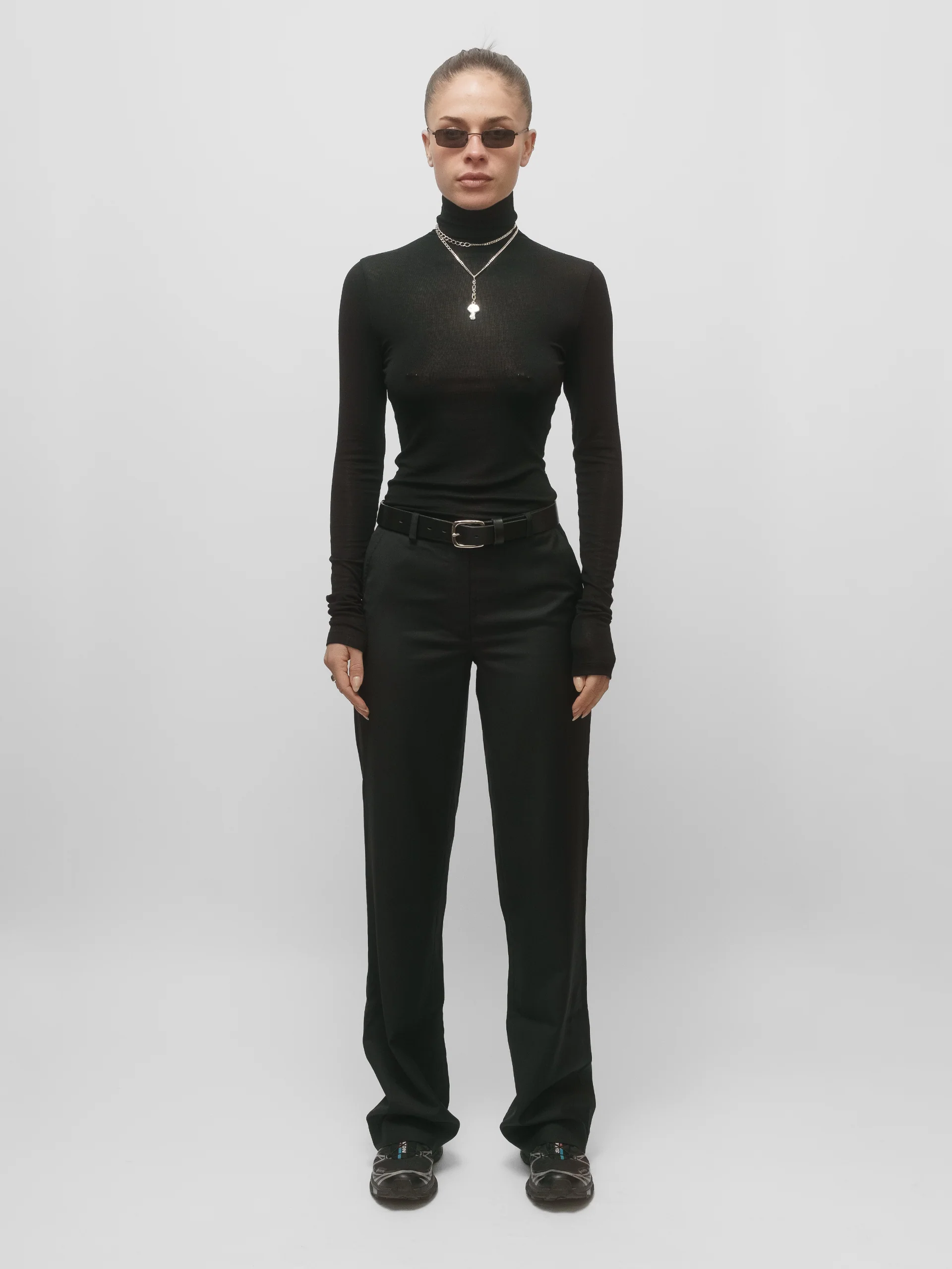 The Lair Apparel Anja Mock Neck Long Sleeve Top Black - Image 3