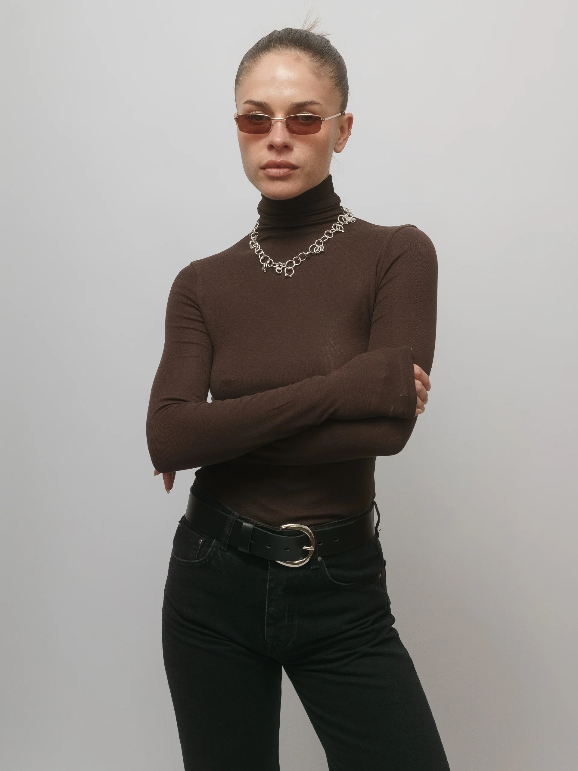 The Lair Apparel Anja Mock Neck Long Sleeve Top Cocoa - Image 6