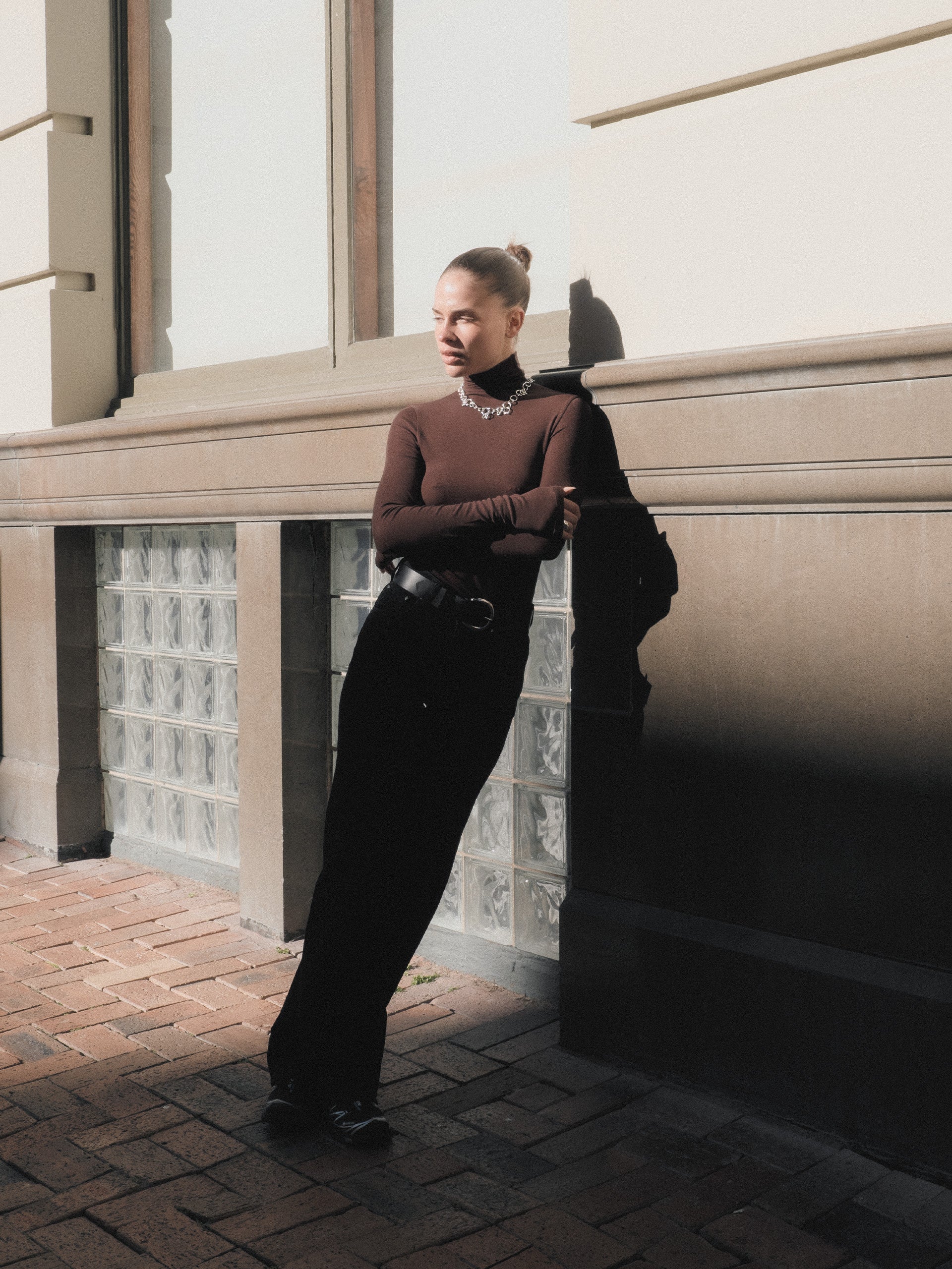 The Lair Apparel Anja Mock Neck Long Sleeve Top Cocoa - Image 7