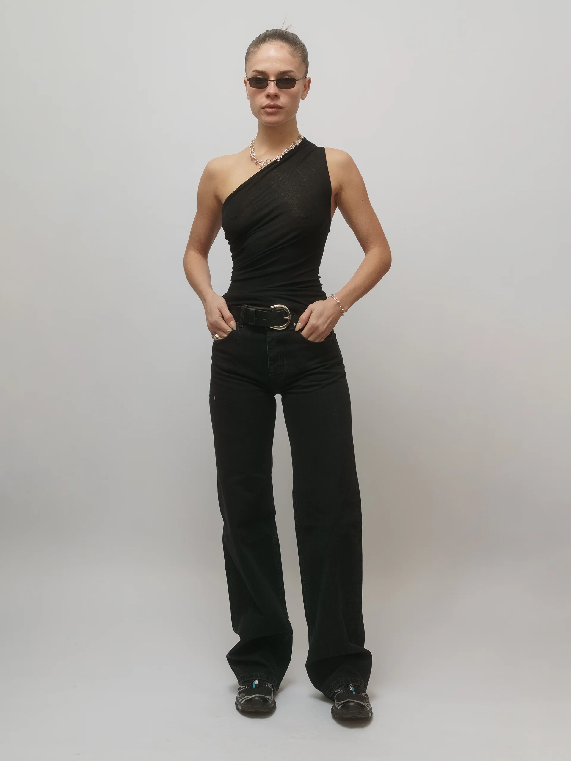 The Lair Apparel Anja One Shoulder Top Black - Image 9