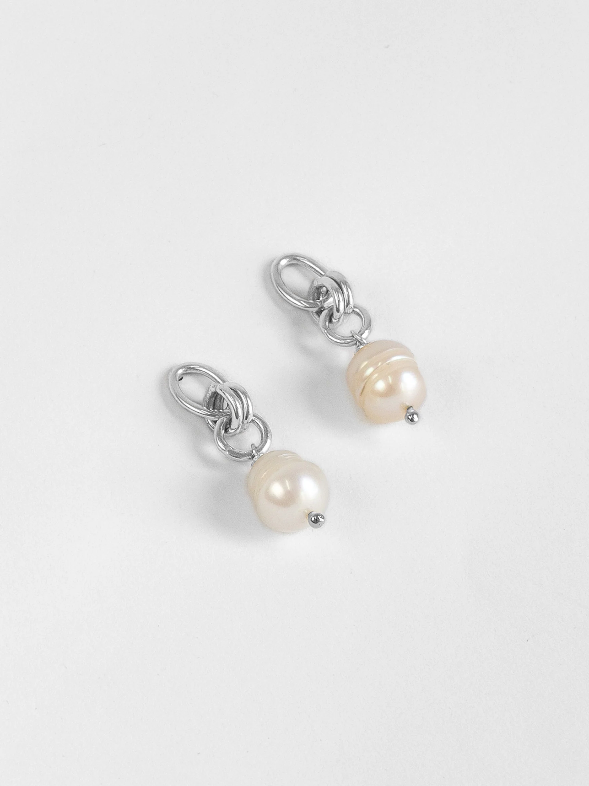 The Lair Jewellery Tansui Earrings White Keshi Pearl Silver - Image 3