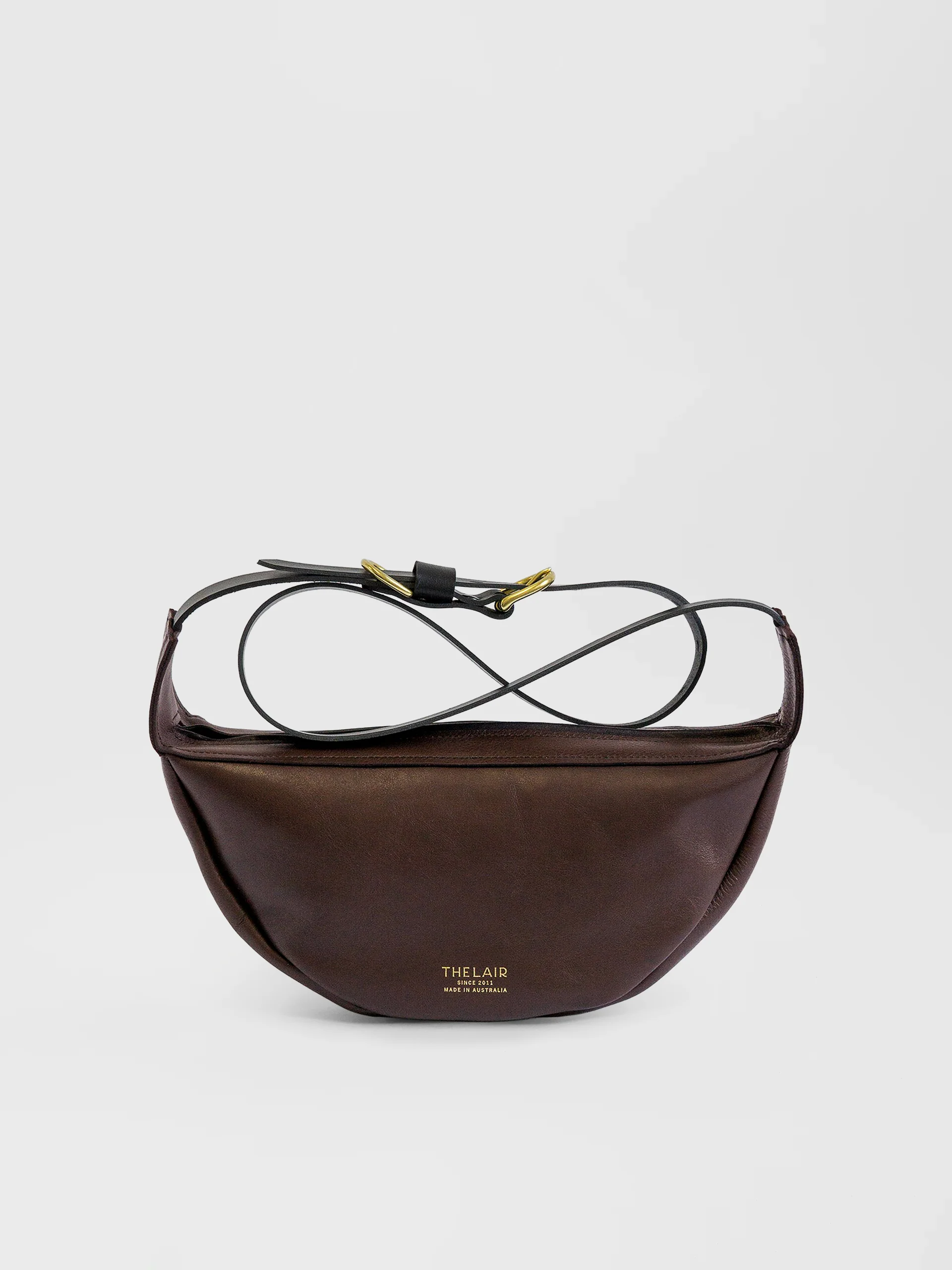 The Lair Slouch Zipper Bag Large Mahogany Gold